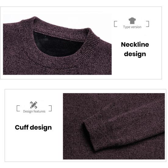 Men Sweater Round Neck Long Sleeves Winter Autumn Spring Thick Knitted Sweatshirts Casual Pullover Men Clothing for Home Office