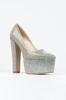 Women's Fashion Platinum Full Stone Classic Pointed Thick Heeled Pointed Platform Evening Dress Shoes For Party
