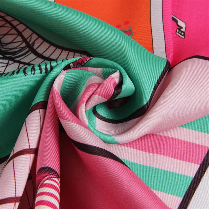 Silk Scarf Women Horse Print Square Scarves Head Echarpes Silk Foulards Femme Wraps Beach Shawl Bandana Lady Hijabs 90CM