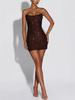 Women's Sleeveless Sequined Off-shoulder Hip-hugging Dress with Lace-up Detail 8227