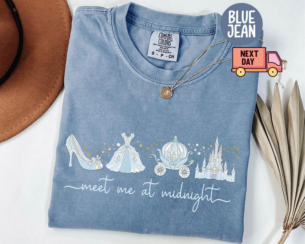 Comfort Colors® Meet me at Midnight Shirt, Cinderella Inspired T-Shirt, Disney Girls Trip 2026, Disney Cinderella Shirt, Princess Party Gift