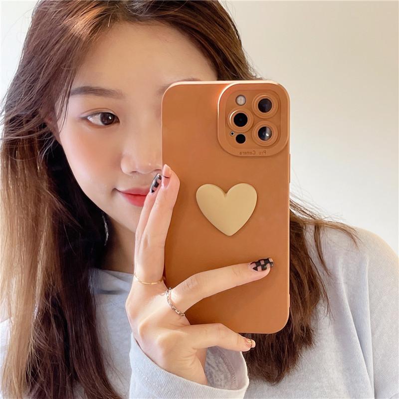 Applicable To IPhone15 Mobile Phone Case Fashion 13 Love Matte 14 Promax Apple 16 Protective Case Solid Color