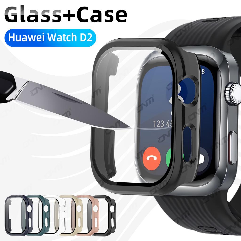 Husă pentru Huawei Watch D2 Protector de ecran din sticlă temperată și Bumper protector din PC dur Acoperire anti-zgârieturi Accesorii