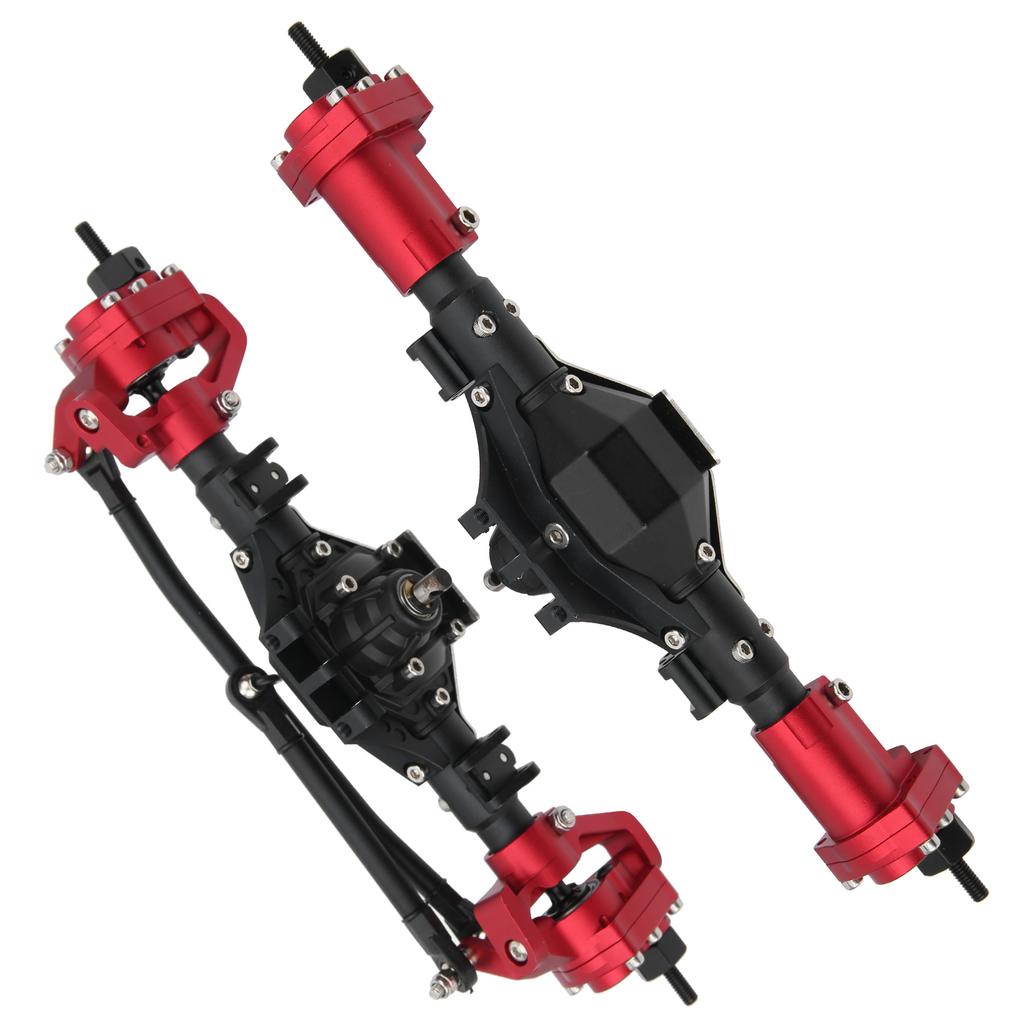 Front Rear Axle Assembly with Drive Shaft Upgrade Parts Fit for Axial SCX10 II 90046 90047(Black Red )
