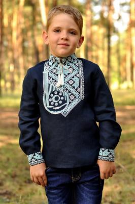 Etnická detská košeľa s výšivkou s dlhým rukávom, ukrajinská košeľa s výšivkou, ľudová výšivka pre chlapca z prírodného ľanu