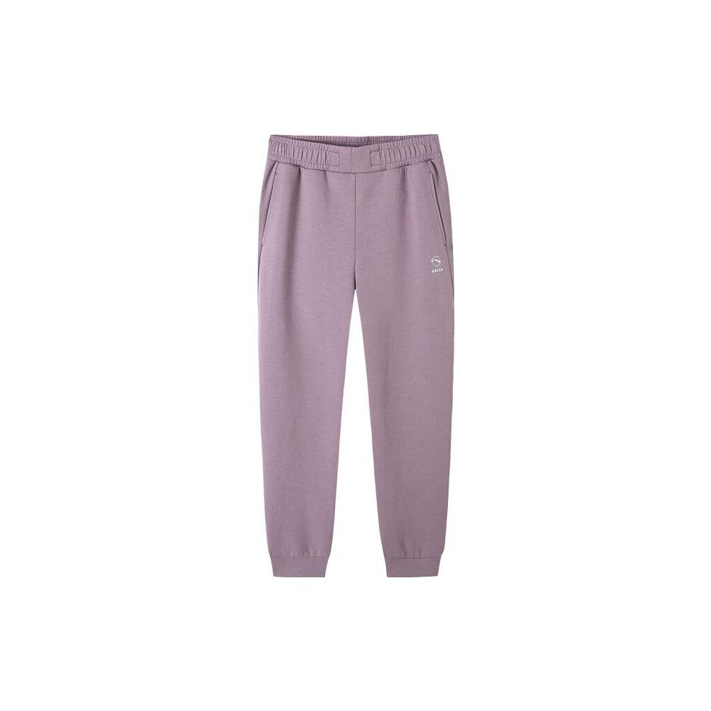 Anta Training Series Solid Color Mid Waist Cuffed Sports Pants Women pants Purple 162217304-1