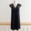 French Ice Silk Nightgown with Built-in Bra, Cool Silky Touch, Short Sleeve, Lightweight Home Wear, Sexy Pajamas