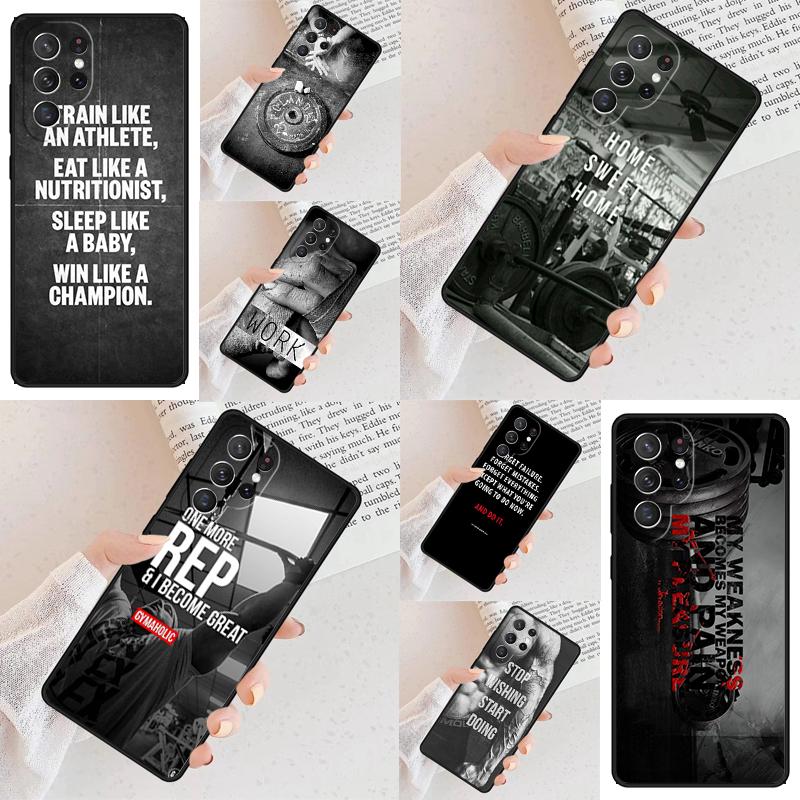 Fitness-Handyhülle mit Motivationsspruch für das Fitnessstudio für Samsung Galaxy S26 Ultra S25 S24 S23 S22 S21 S20 Note10 Hülle