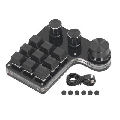 3 Kontrol Düğmeli 9 Tuşlu Mini Tuş Takımı Özelleştirilebilir Kırmızı Anahtar RGB LED USB C Bağlantısı Kablolu