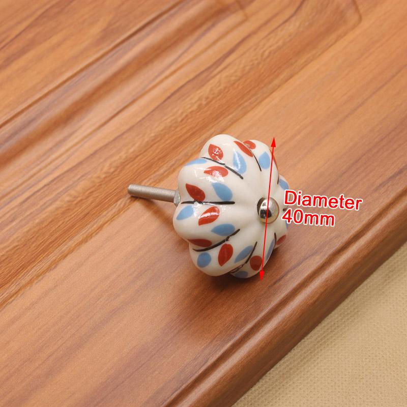 KAK 40mm Hand-painted Ceramic Drawer Knobs Porcelain Rural Cabinet Knob Cupboard Handles Mediterranean Furniture Handle Hardware