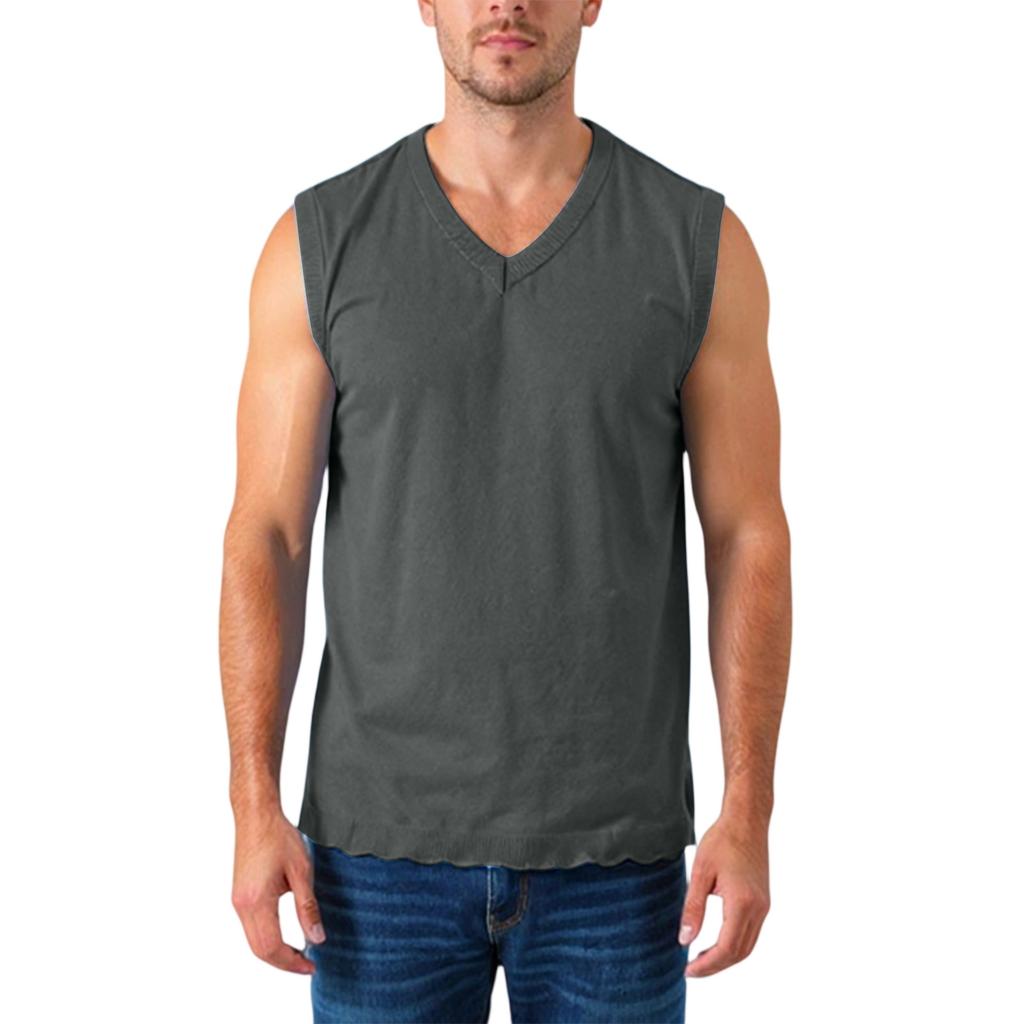 Herren V-Ausschnitt Verdickte Strick Ärmellose Pulloverweste