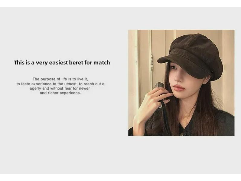 Damen Koreanischer Stil Samt Achteckige Schiebermütze - Retro & Elegant Herbst/Winter Baskenmütze