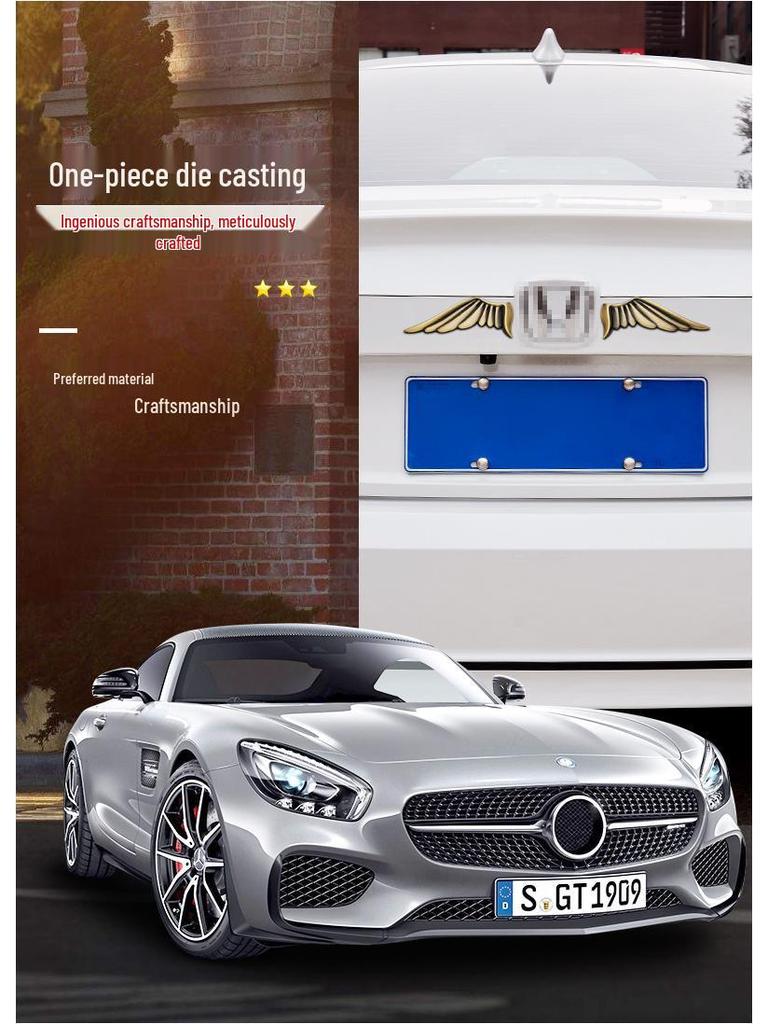 3D Metal Angel & Eagle Wings Car Logo Sticker for Sedan Customization