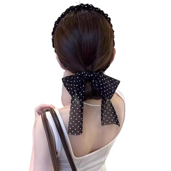 Women Headband Anti-slip Teeth Skull Design Hair Hoop with Ribbon Decor Slimming Effect Headband Hair Accessory