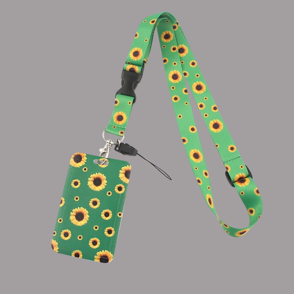Summer Hot Style Sunflower Lanyard Adjustable Buckle Phone USB Badge Holder Hang Rope Necklace For Friends Gifts