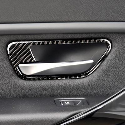 4 Piezas/Set Pegatinas Decorativas para Manijas de Puerta de Coche de Fibra de Carbono Para BMW Serie 3 F30 3GT F34 2013-18 Ajuste Interior de Coche