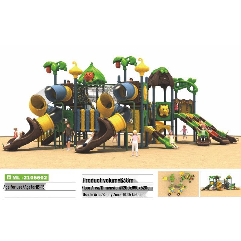 Indoor and Outdoor Playground Swing Set with Slide and Climbing Features for Kindergarten