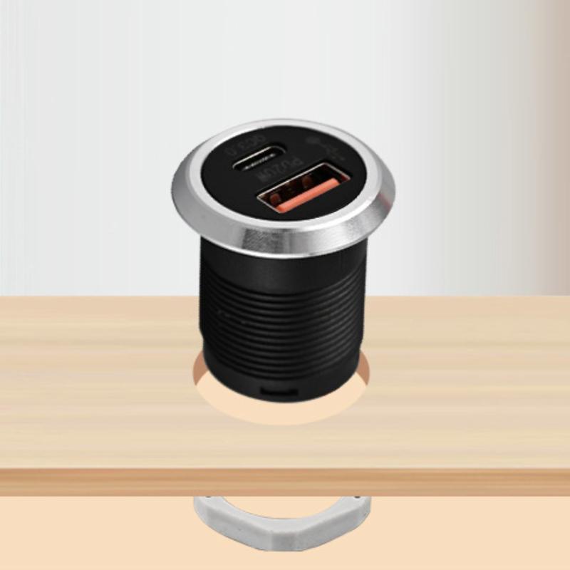 1Pcs 9V/2A 5V/3A Usb Type-C Mini Fast Charging Car Charger Desktop Hidden Integrated Usb Charger Auto Power Embedded Socket