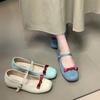 Cute round head ballet shoes women's spring and summer 2025 new French bow retro inner height increase Mary Jane shoes