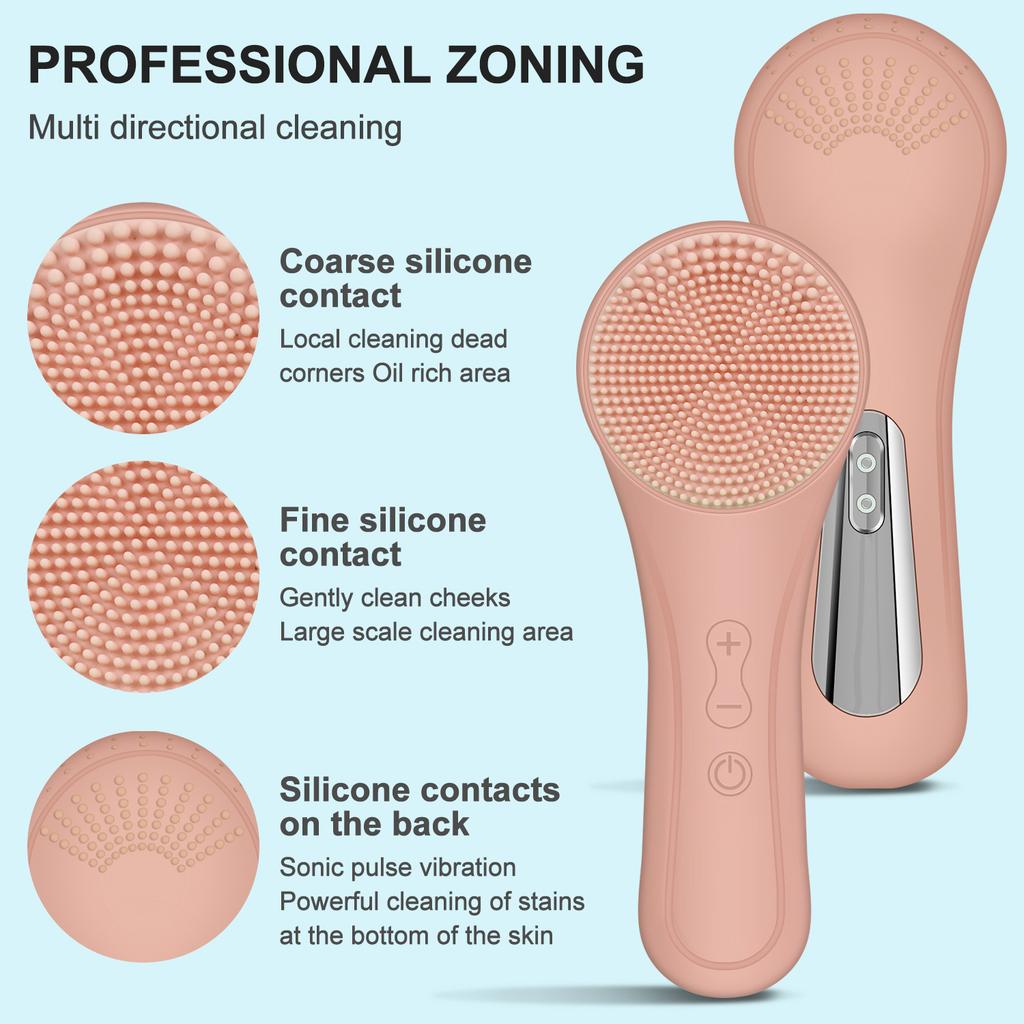 Silicone Facial Cleansing Brush 6 Gears 2 Modes Microcomputer Constant Temp Hot Compress Ultrasonic USB Portable Commercial Use