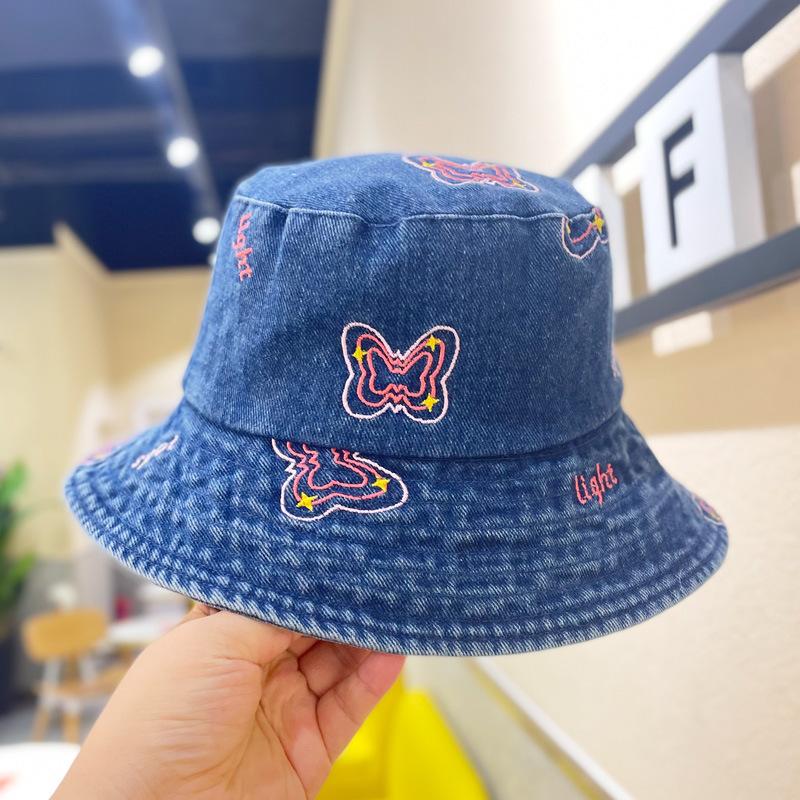 Denim Trendy Butterfly Fisherman Hat Women Sun Protection Basin Autumn Spring