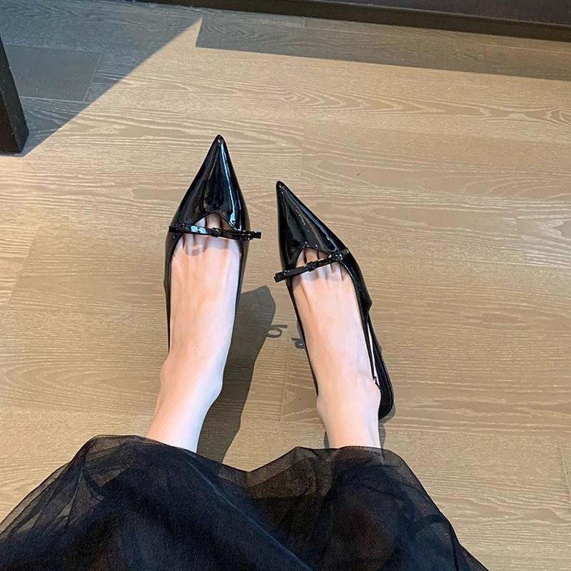 New temperament versatile bag head empty sandals 2025 spring and summer medium heel pointed head stiletto high heels single shoes