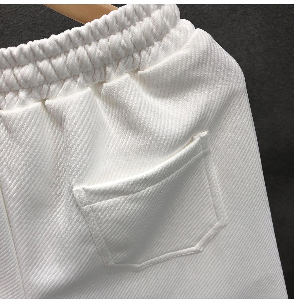 Men's Versatile White Summer Beach Shorts - Trendy Solid Color Loose Fit Sports Pants