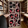 Red and Black Leopard Print Soft TPU Phone Case for iPhone 17 16 15 14 13 12 11 Pro Max Plus Shockproof Anti-Slip Cover