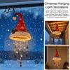 Candy Cane Striped Garland Lights Lighted Santa Hat Hanging Chandelier, Warm LED Christmas String, Sequined Cone Pendant Decor with String for