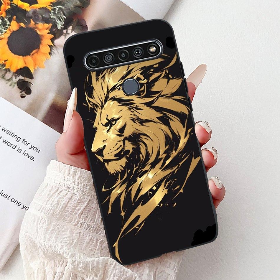 For LG K41S K51S 2020 Elegant Floral Cat Printed Phone Case For LG K41S K51S LM-K410 LM-K510 Black Silicone Soft Cases