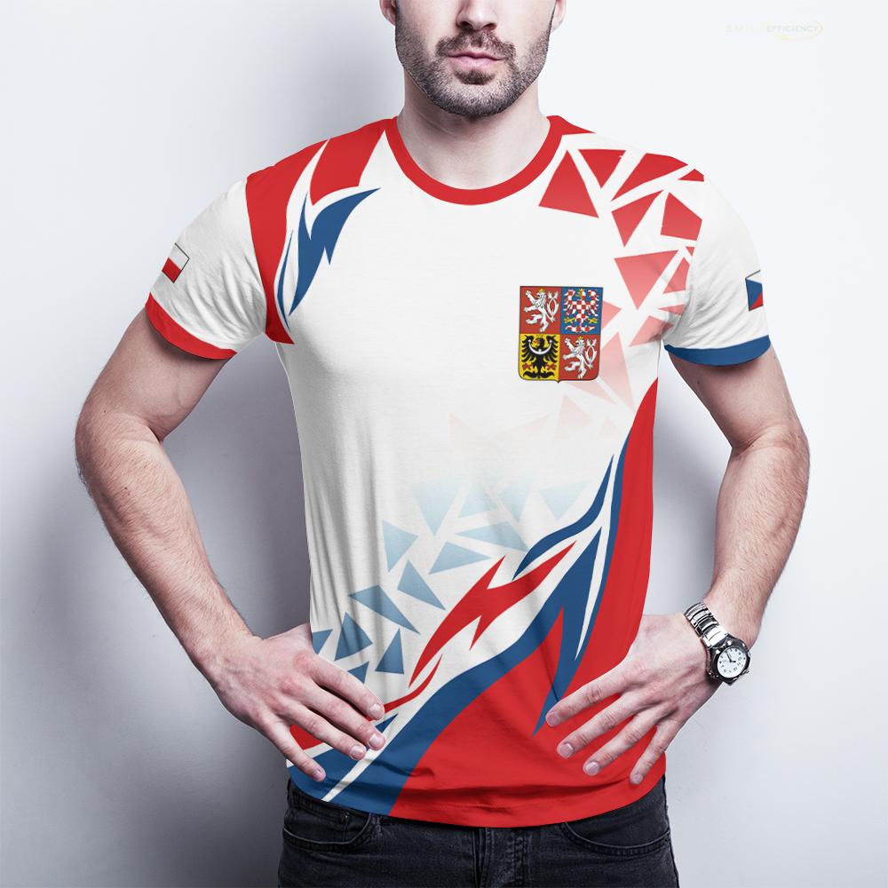 Czech Republic Flag T-Shirt Czech Republic National Emblem Graphic Tee Men s Women s Outdoor Sports Breathable Football Jersey S