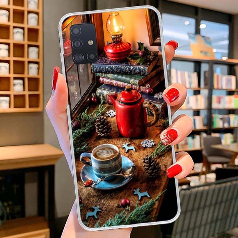Winter Coffee Christmas Cover Phone Case For Samsung Galaxy A12 A22 A32 A52 A72 A02S Phone Case Note 20 Ultra 10 S10 Plus A51 A7