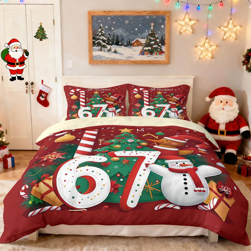 Bed Three-Piece Set Green Hair Monster Hand Pillow Cover Quilt Cover Digital Printing Bedding