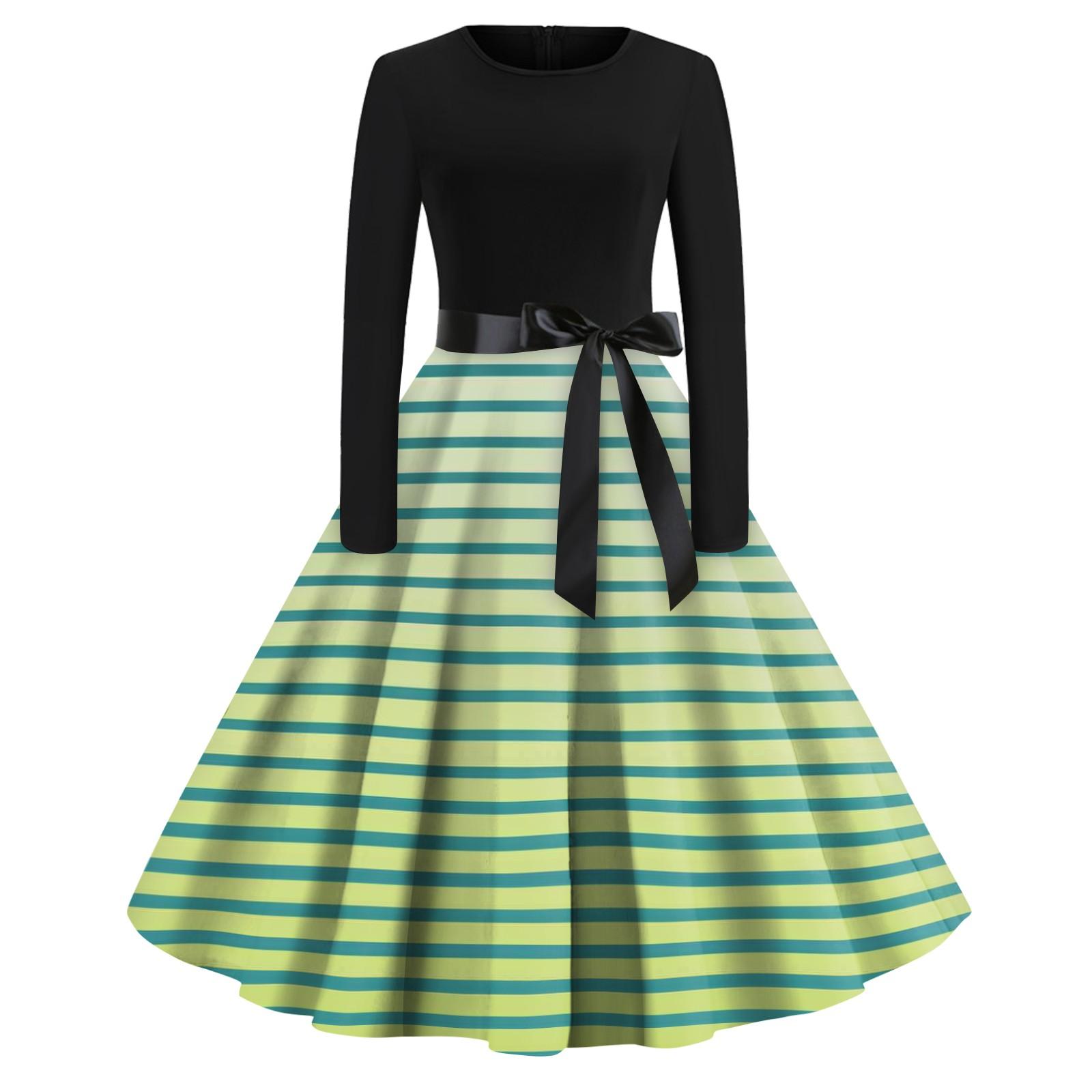 

Женское повседневное и модное винтажное платье с круглым вырезом и принтом XXXXXL зелёный