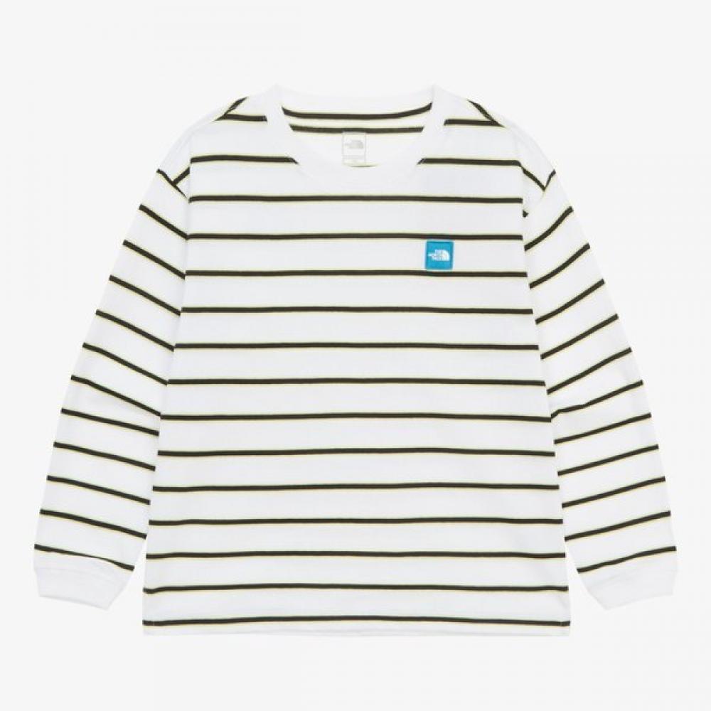 

North Face Kids Glan Stripe Long Sleeve Round Tee White Nt7tr04s WHITE/100
