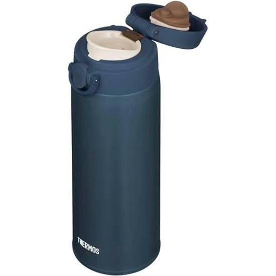 Thermos Vacuum Insulated Travel Mug 500ml Dark Navy Removable Drinking Spout Easy Clean Ultra Lightweight Compact Type One-Touch Open Stainless Bottle