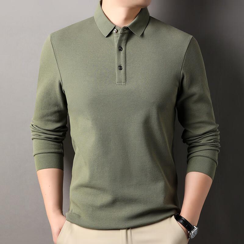 Yalu Men's Pure Cotton Long Sleeve Polo Shirt