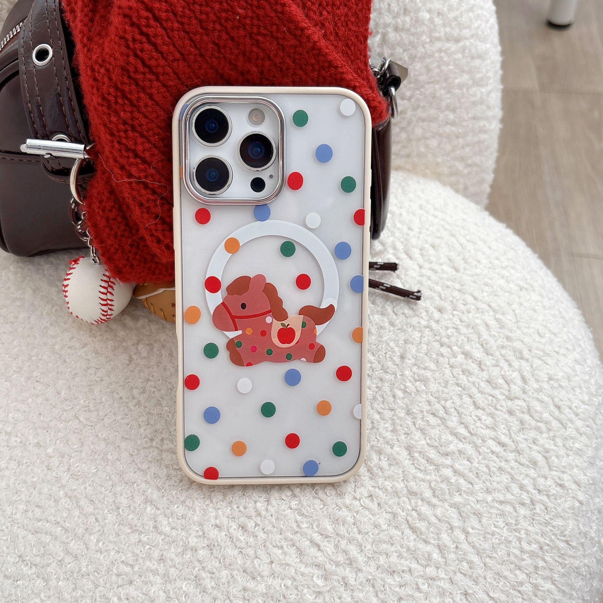 

Polka Dot Pony Magnetic Cartoon Case for iPhone 16 Pro Max and Apple 15ins 12 PRO MAX