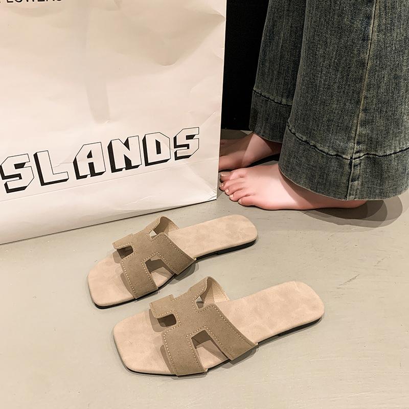

Сандалии женские пляжные туфли 2025 шлепанцы на одном слове новые летние тапочки женские летние на плоской подошве 38 хаки