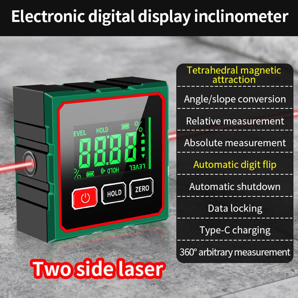 Magnetic Digital Angle Finder Electronic Laser Gauge Ruler 360 Degree LCD Protractor Mini Inclinometer Measuring Tool