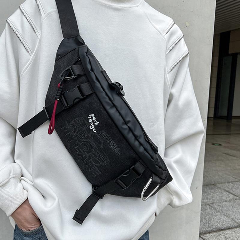 Men's Outdoor Travel Chest Bag Multi-functional Tooling Style Sports Cycling Crossbody Bag Large-capacity Multi-pocket Buckle Portable Chest Bag