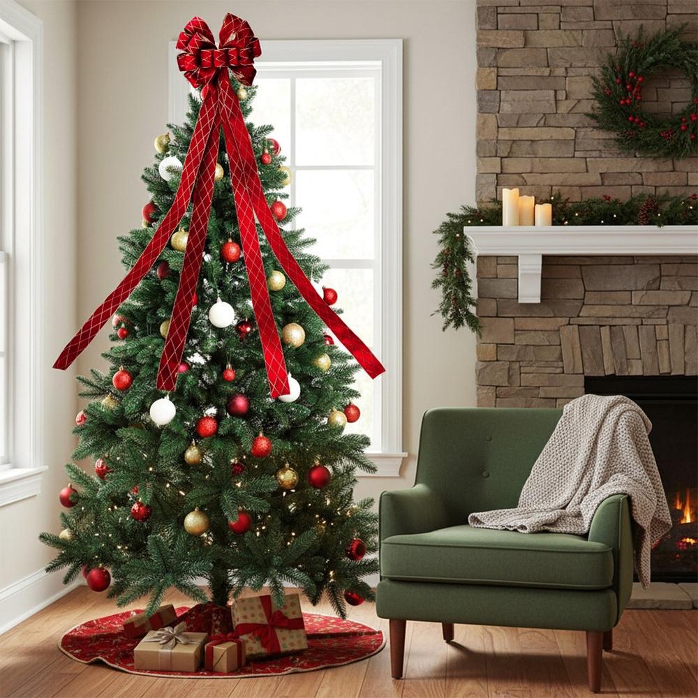 Kokarda Świąteczna Duża Kokardka Dekoracyjna Ozdobna Szpic Czubek Choinkę