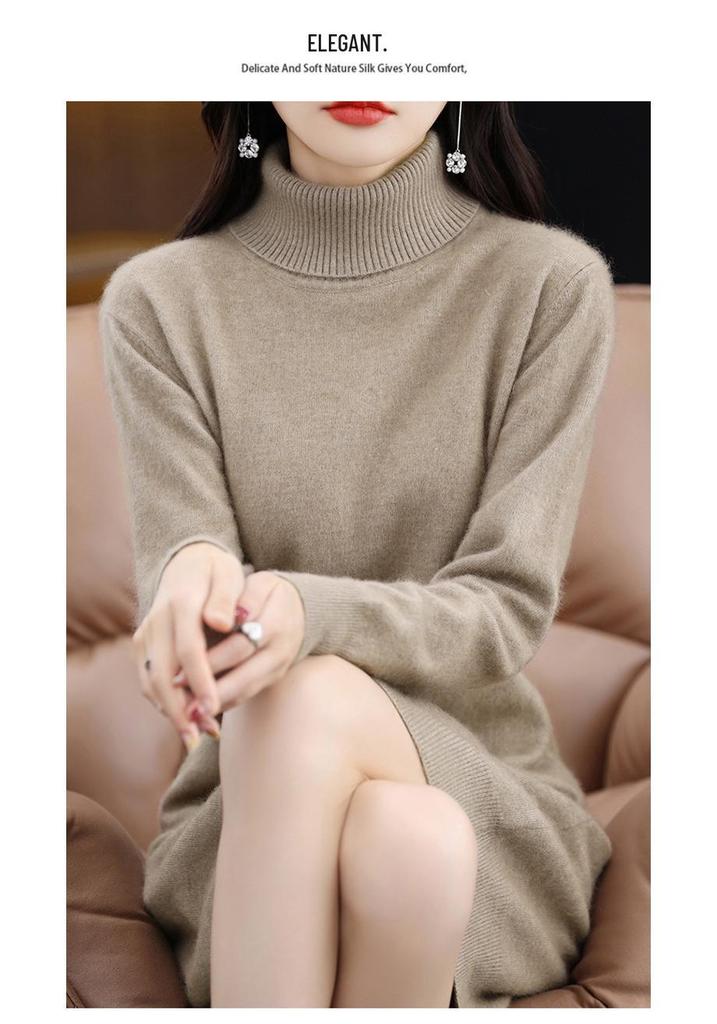Women's Mink Velvet High Neck Knit Dress