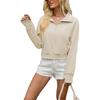 Women's Cropped Zip-Up Hoodie with Pockets Long Sleeve Loose Fit Color Sweatshirt