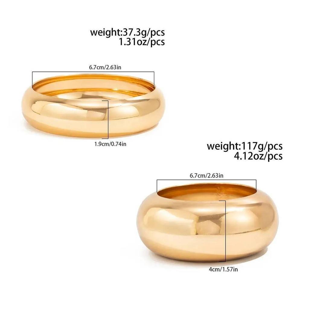 IngeSight.Z Punk Exaggerated Smooth Heavy Metal Chunky Bangle Women Hip Hop Gold Color Round Arm Bracelet Steampunk Jewelry 2026