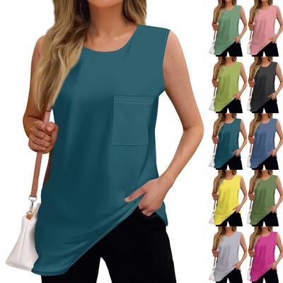 Women's Fashion Solid Color Sleeveless T-shirt Tops
