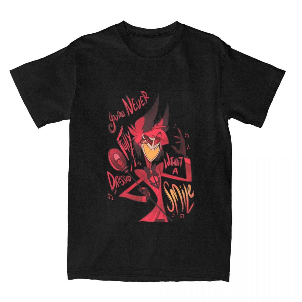 Herren T-Shirt Hazbin Hotels T-Shirts Mode Alastor Sommer T-Shirts Vintage Muster Baumwollkleidung Geburtstagsgeschenk