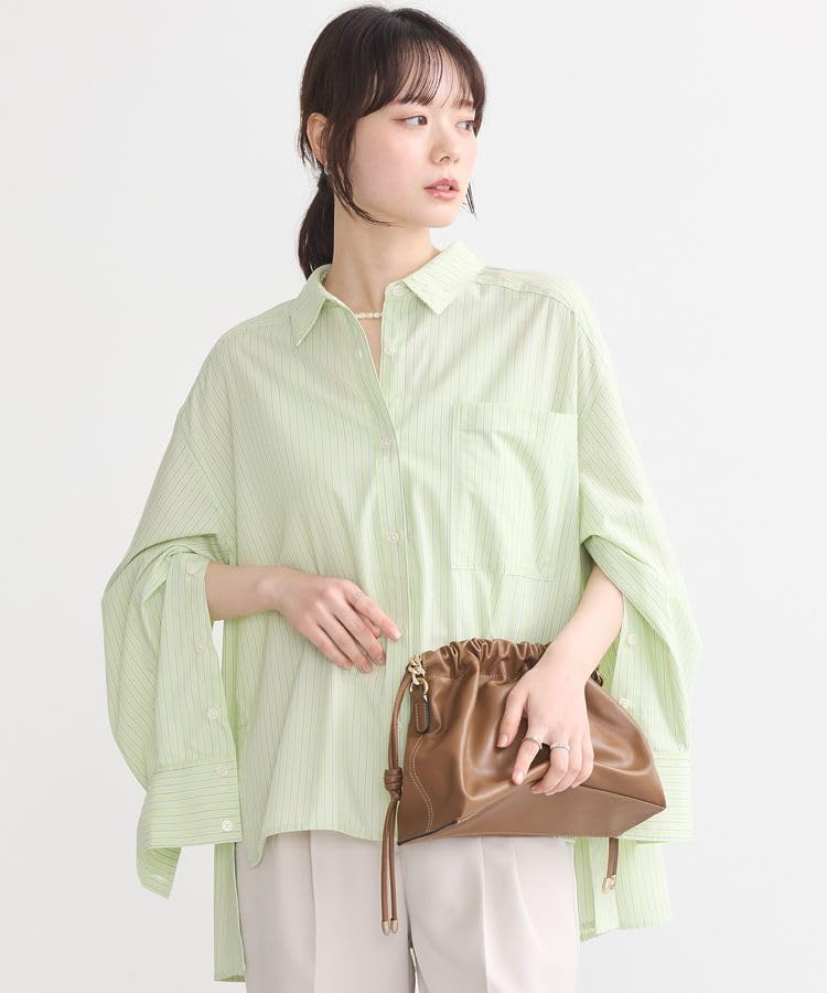 Surochemise décontractée à rayures et fentes latérales Earth Music Ecology pour Jaune et Femme,