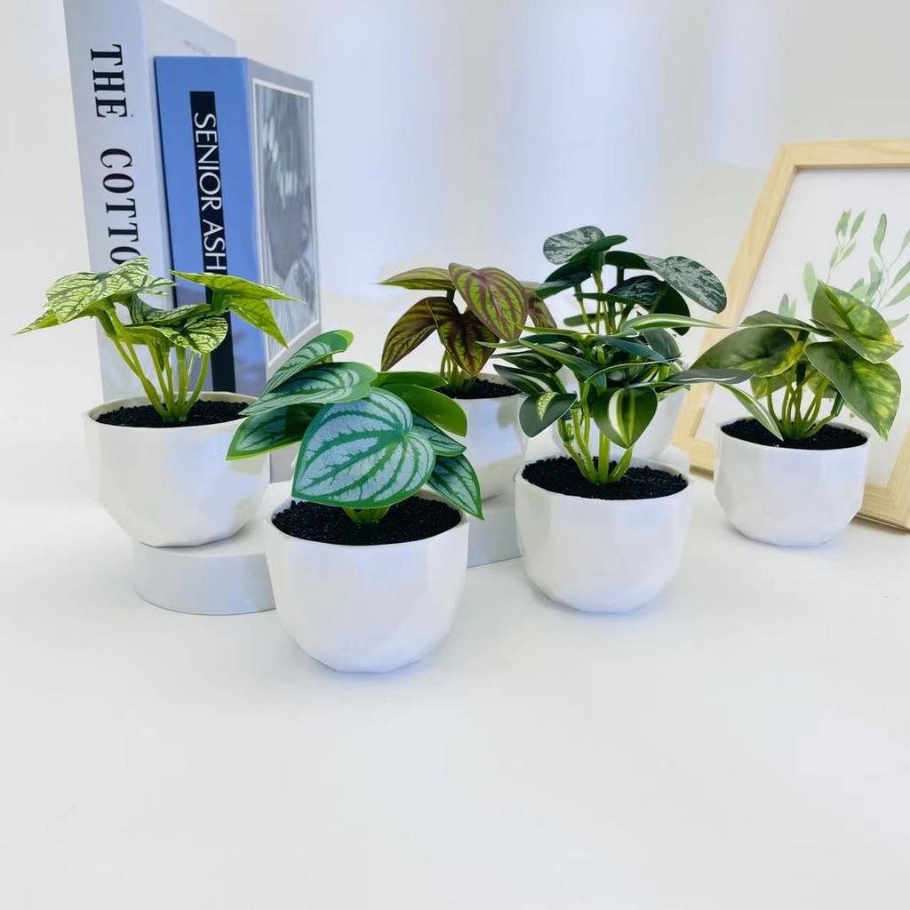 Simulation Leaves 8 Epipremnum Aureum Potted Artificial Plant Ornament Decor