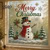 Shopping Mall Christmas Stickers 2Pcs Wall Stickers, Snowy Cottage Tree Self Adhesive Decals, Waterproof PVC Party Snow Scene Holiday Decals for Home